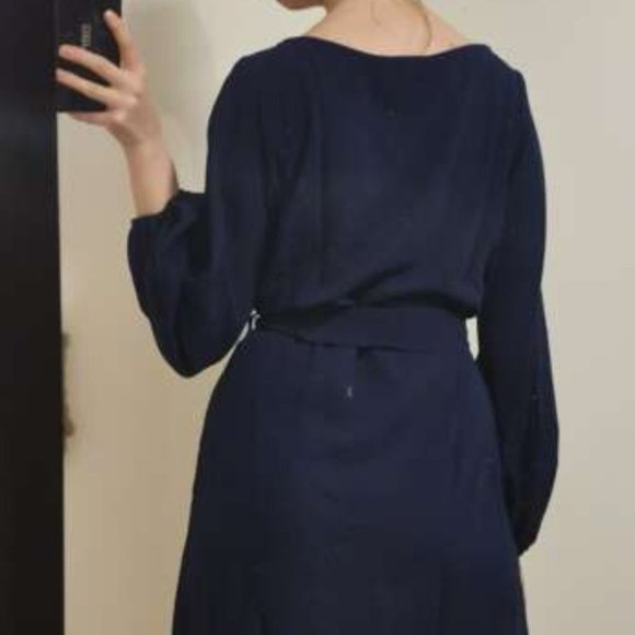 Blue lantern long sleeve belted mini dress busines - Picture 7 of 7